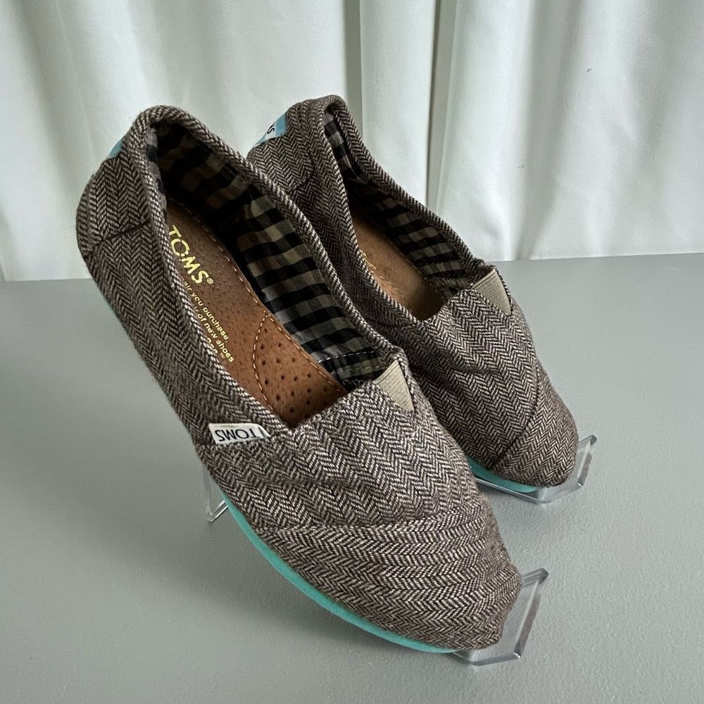 TOMS WOMENS SHOE BROWN TWEED COLOR SIZE 7 1/2W - Picture 2 of 10